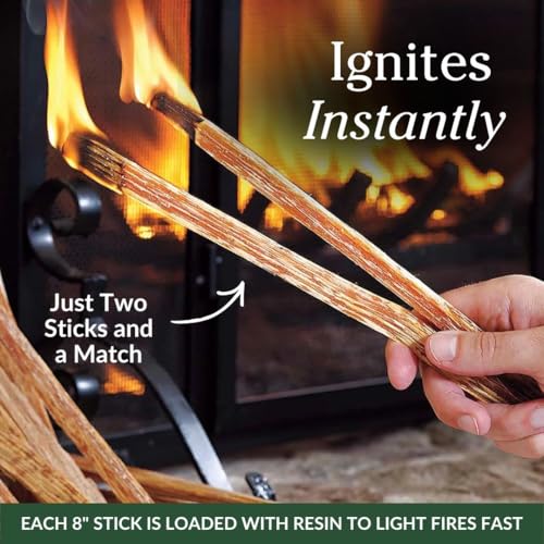2 Lb Organic Fatwood Fire Starter Sticks - Easy Ignition Kindling for Fireplaces, Fire Pits & Campfires