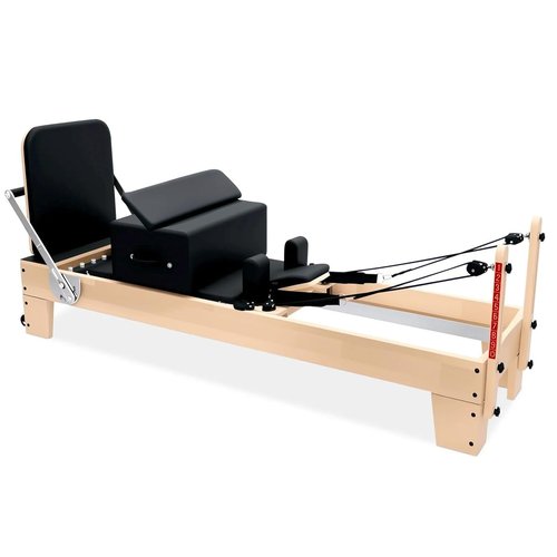 Professional Pilates Reformer Machine with Jumpboard, Reformer Box & Foot Straps – Studio-Grade Wood Frame Equipment for Home Workouts, Adjustable Resistance & Smooth Glide System (Black)