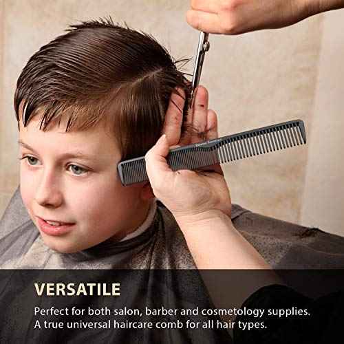 Hair Cutting Comb (5 Pack) - Professional 8.75¡± Black Carbon Fiber Anti Static Chemical And Heat Resistant Hair Combs For All Hair Types For Men and Women - By Bardeau Essentials