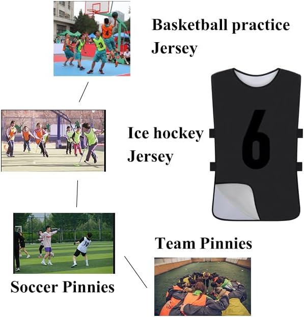 12 Pack Reversible Numbered Pinnies, Double Sided Scrimmage Vest,Team Practice Jerseys for Kids and Adult