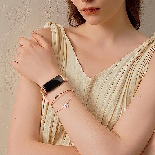 Rose Gold Metal Fitbit Inspire 2 Wristband Mesh Replacement Strap