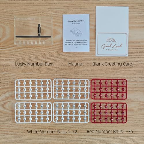Lottery Number Selector for Lotto Powerball - White & Red Balls, Classic Edition - Fun Desk Toy & Gift
