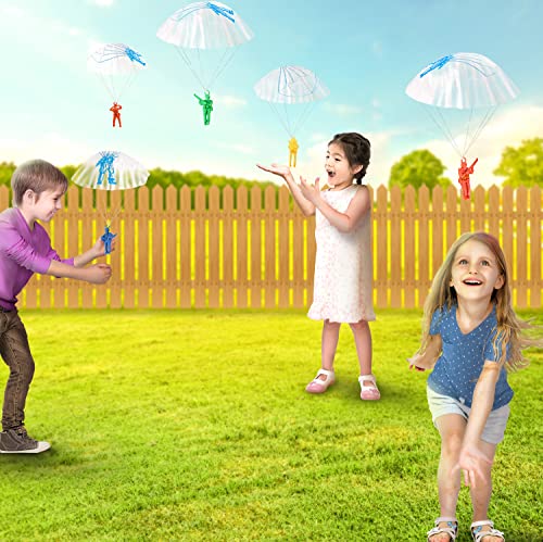 Kids Parachute Army Toy Set - 36 Vinyl Mini Paratroopers for Indoor & Outdoor Play
