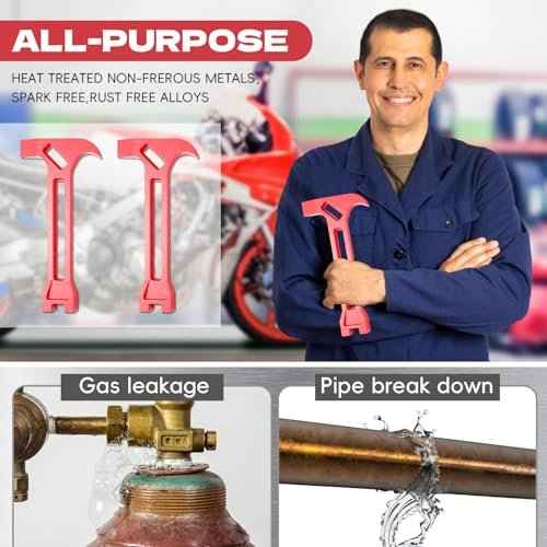 4-in-1 Emergency Tool ? Gas & Water Shut Off Wrench, Non-Sparking Pry Bar, Earthquake Survival Tool ? Firefighter-Designed, for First Responders & Home Safety£¨Red£©