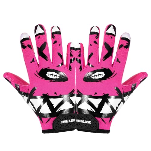 Kids Youth Football Gloves Pink / Receiver Gloves for Boys Girls