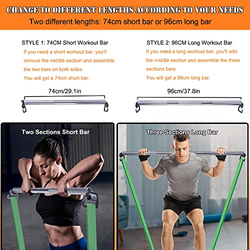 Resistance Band Exercise Bar with Handles - Large 37.8" Aluminum Bar, Heavy Duty Workout Bar - Variation of THIS listing Bar1
