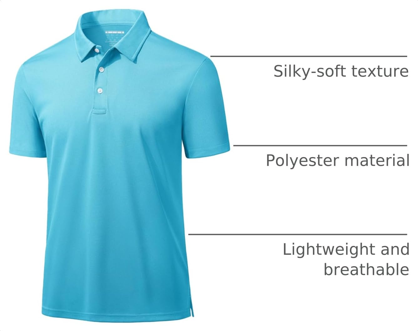 MAGCOMSEN Men's Polo Shirts Short Sleeve Athletic Pique Golf Shirt Dry Fit Performance Casual Work Polos for Men Ice Blue