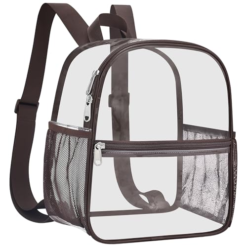 Clear Stadium Backpack for Sports Events - Chocolate / Enhanced Strap