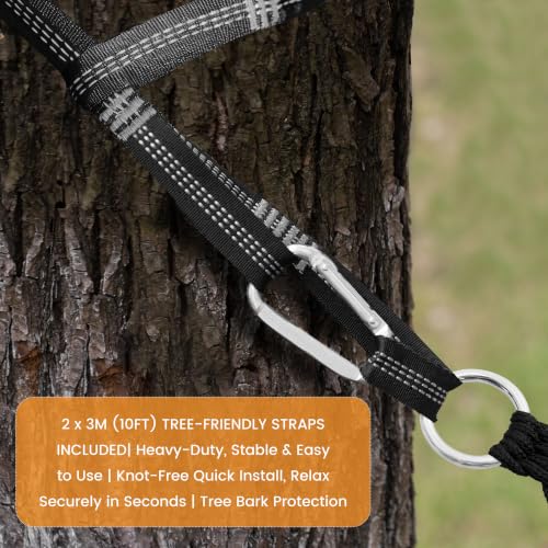 Lazy Daze Portable Camping Hammock Grey with Curved Spreader Bar - Black Grey Variation