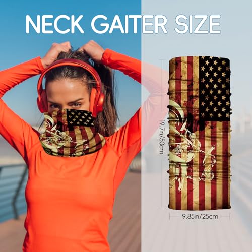 Neck Gaiter Balaclava Face Mask for Cycling Running Hiking Sun Wind Protection - Red/Tan/Navy - 8 Pack