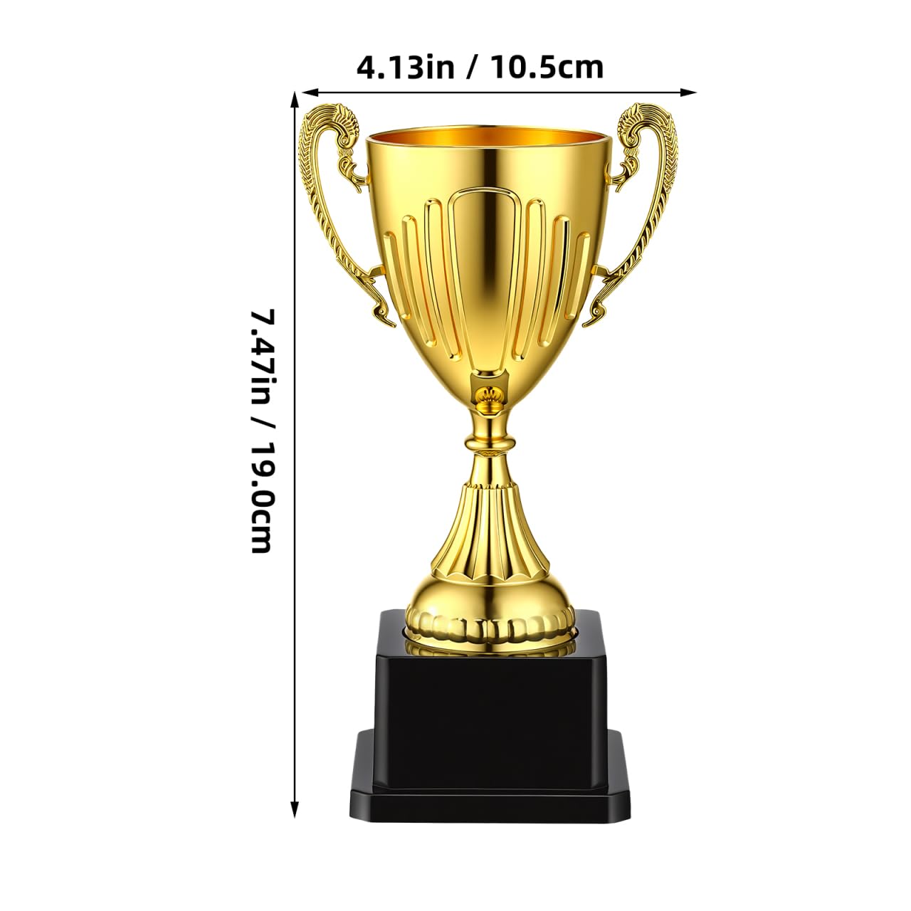 SEWACC Mini Trophy Cup, Plastic Golden Award Trophy with Black Base, Party Favor for Rewards, Winning Prizes, Party Favors, 7.48X3.07 Inch
