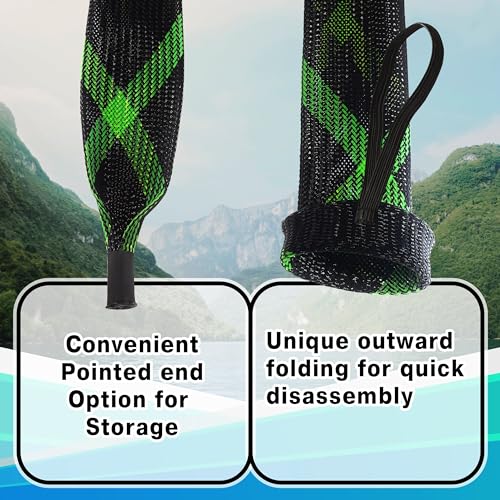Fishing Rod Sleeves and Covers - Breathable Mesh, Elastic Band, XL Spin, Point End, 2.5" x 67" Black/Blue