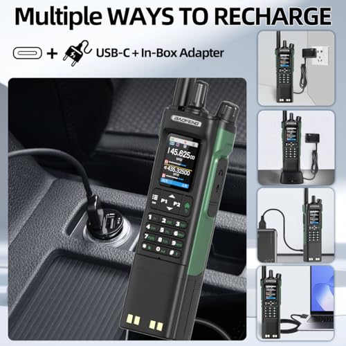 Large BAOFENG UV-32 Ham Radio Long Range 10W Walkie Talkie with GPS, NOAA Weather, USB-C Charging