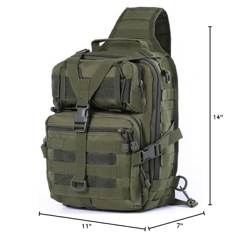 Tactical Sling Pack Crossbody Backpack for Hiking & Outdoor - Green