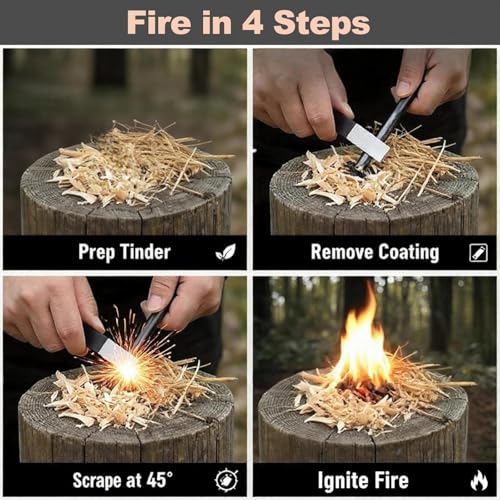 4-Inch Waterproof Ferro Rod Fire Starter for Camping Survival Bushcraft