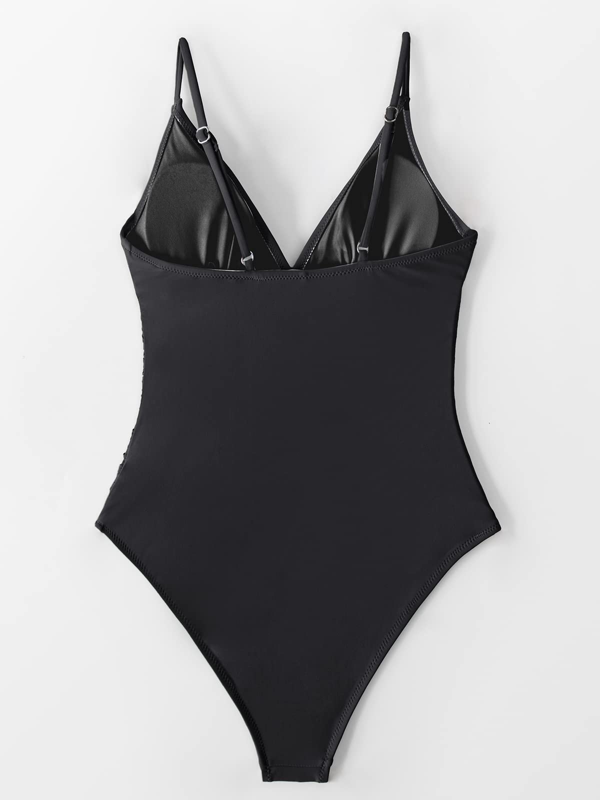 CUPSHE Women's One Piece Swimsuit Tummy Control V Neck Bathing Suits XL Black