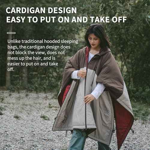 Naturehike Wearable Hooded Poncho Sleeping Bags with Teflon Fabric and Imitation Silk Cotton, Cape for Outdoor, Camping, Home