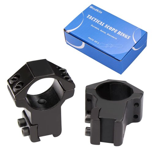 Modkin 1 Inch Dovetail Scope Rings, High Profile Scope Mount for 11 mm Dovetail Rails -2 Pieces (One has Stop pin)