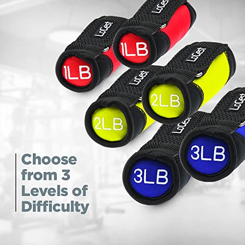 LoGest 2LB Yellow Hand Weights with Adjustable Straps - Neoprene Dumbbells for Workout