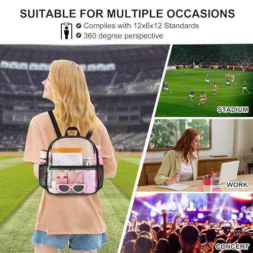 Oraben Clear Backpack Stadium Approved 12X11x6, Waterproof Clear Bag Stadium Backpack for Concert Work Sport Event