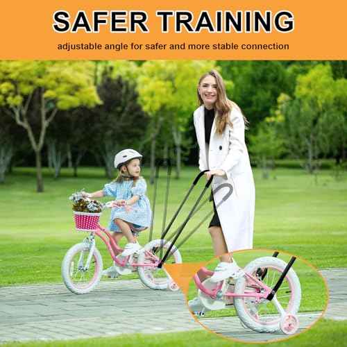 Bike Training Handle - Adjustable Balance Push Bar 22"-29" Height for Kids Learning to Ride - Children Bike Trainer Accessory, 4-Level Safety Handle Attachment