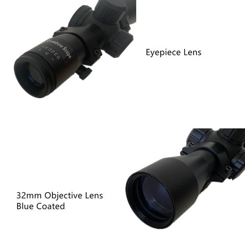 MYEBONG 4x32 Crossbow Scope, Archery Aiming Scope with Red and Green Glass Etched Crosshair, Illuminated Type for Hunting