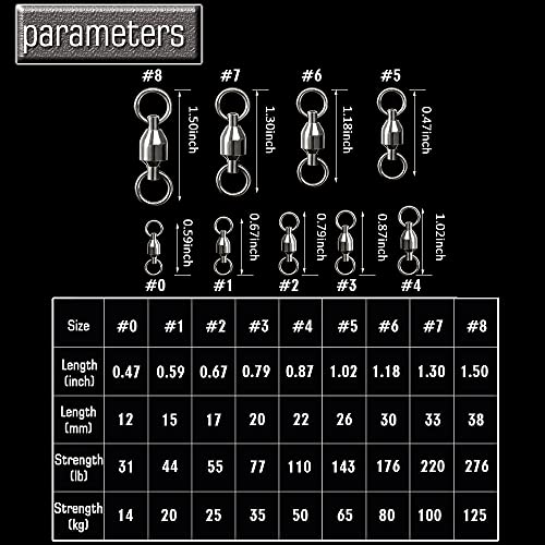 Fishing Swivels Saltwater Stainless Steel Ball Bearing Connector 25 pcs Size 2+2