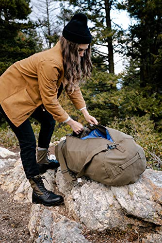Deluxe Canvas Duffel Bag for Gym Travel Storage Olive Green 50x18x18