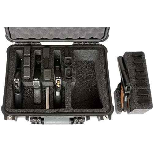 Case Club 4 Pistol and 16 Magazine Pre-Cut Heavy Duty Waterproof Case with Included Silica Gel Canister to Help Prevent Gun Rust (Upgraded Gen-2)