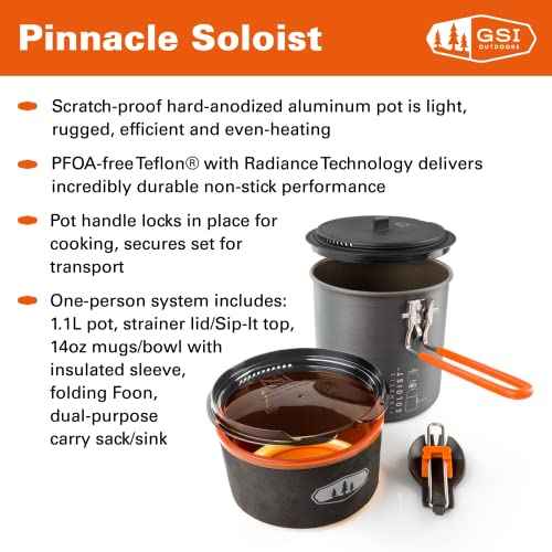 GSI Outdoors Pinnacle Soloist Kitchen Kit | Integrated Camp Cookware for Ultralight Backpacking and Camping