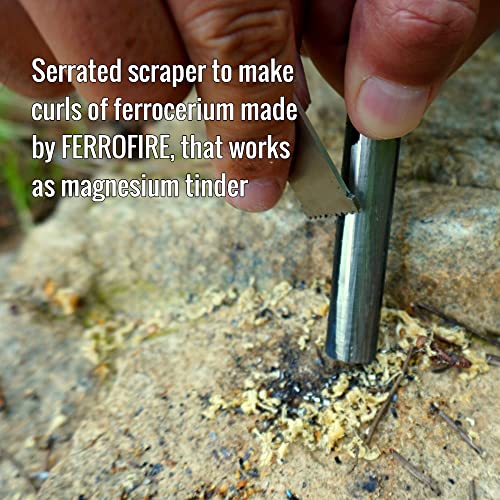Survival Fire Starter Ferro Rod 3/8" x 4" with Paracord & All-Weather Striker - Variation of FS384 15,000+ Sparks