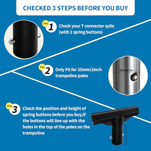 Plastic Trampoline T Connectors - 6 Pack for Top Ring Systems