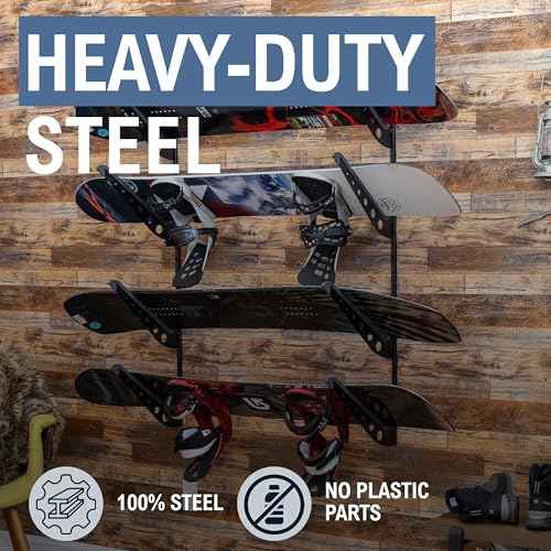 StoreYourBoard Adjustable Snowboard Storage Rack, Wall Mount 4 Board Display
