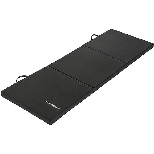 BalanceFrom GoGym 3-Panel Folding Gymnastics Mat w/ Built-In Handles, 6ft x 2ft - 2in Thick Vinyl Padding for Tumbling, Yoga, Aerobics, Pilates & Martial Arts, Non-Slip Surface, Velcro for Expansion