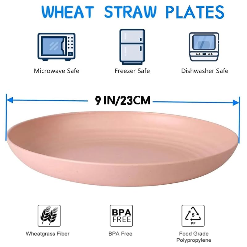 9 Inch Unbreakable Wheat Straw Plates - Reusable Dishwasher Safe Plate Set (Variation: Plate-9in)