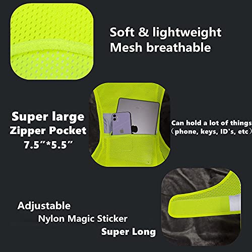 Neon Yellow Reflective Vest for Running Biking Walking - Large Safety Gear