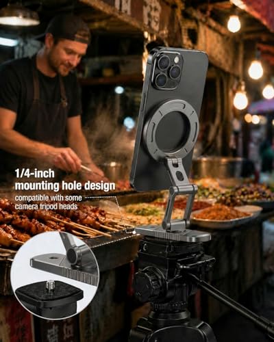 Magnetic Golf Cart Phone Holder Tri-Fold Mount Grey - Durable Alloy Design