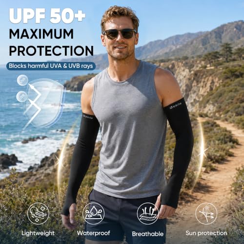 Arm Sleeves with Thumb Hole for Men Women Sun Protection UV Cooling Sports
