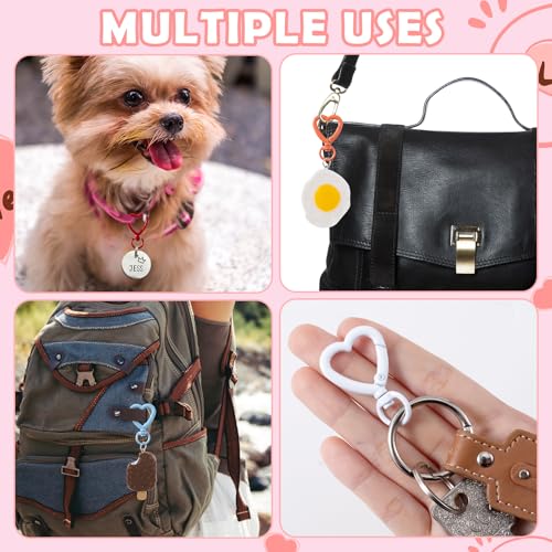 Colorful Heart Keychain Clips Set - 20pcs Spring Snap Hooks for Bags & DIY Crafts