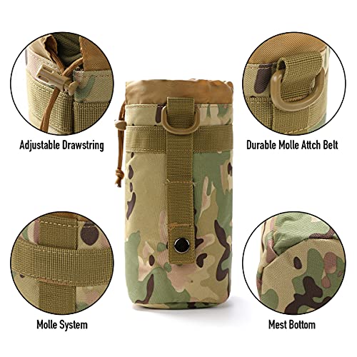 Combo Tactical Molle Pouch Set with Water Bottle Holder - Black+Pink