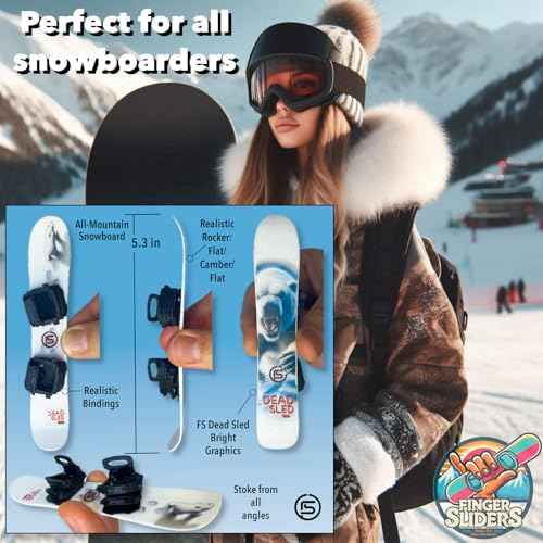 Finger Sliders Dead Sled Mini Snowboard ? Finger Board with Bindings for Tricks, Fingerwear¢â Grip Tech, Desk Fidget & Snowboard Decor for Snowboarders