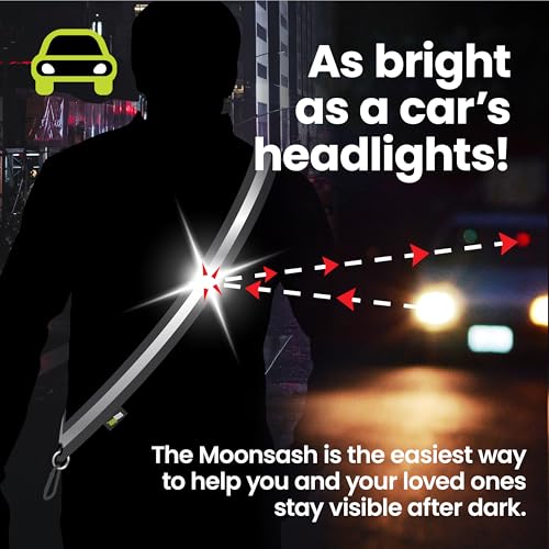 Midnight Black Reflective Sash for Night Walking 60" Reversible Safety Belt