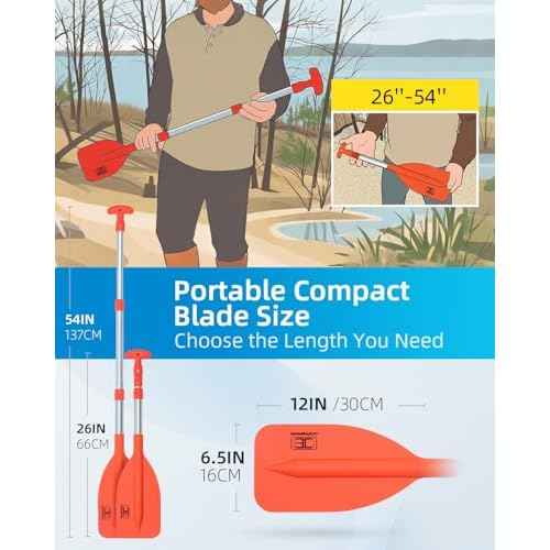 OCEANBROAD Telescoping Emergency Paddle 21''-42''£¨Assembling Required£©/26''-54'' Aluminium Shaft for Kayaking Boating Canoeing River Tubing