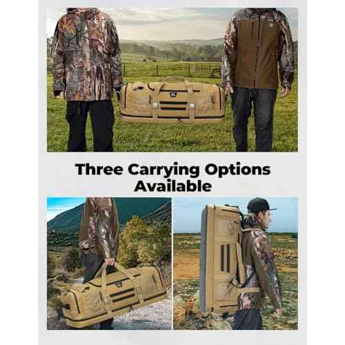 KEMIMOTO Hunting Duffle Bag, 78L large Capacity Travel Gear Bags Tool Range Cases for Long Distance Trips Hiking Hunting Fishing Camping, Multi Pocket Design, Brown Backpackable