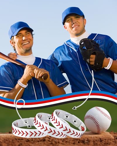 Retrowavy Leather Baseball Bracelet Adjustable Wristbands - Variation 10
