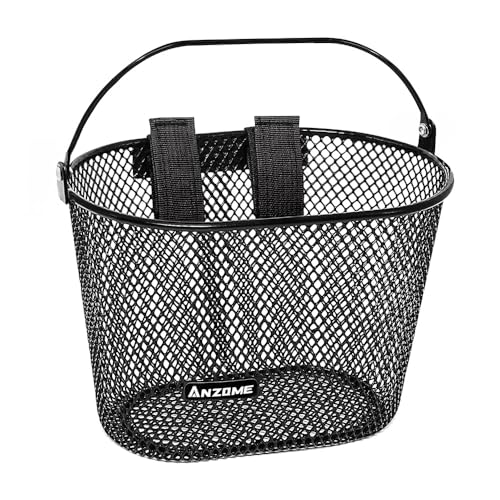 Kids Bike Basket Black Waterproof Metal Wire Bicycle Front Mount