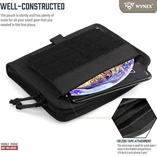 WYNEX Tactical Molle Admin Pouch Black Laser-Cut EDC Organizer Tool Bag