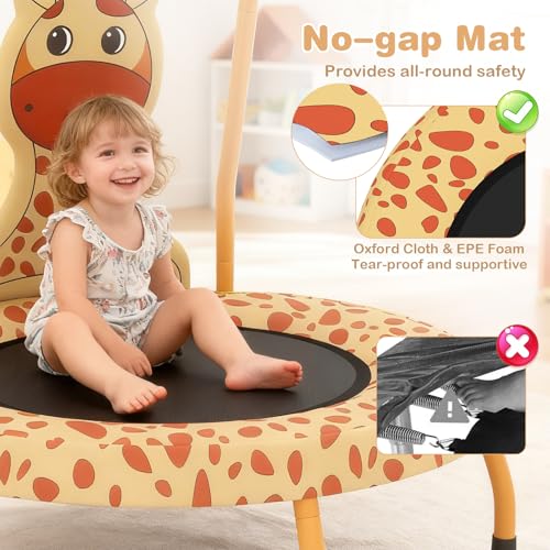 Baby Toddler Indoor Trampoline with Foam Handle & Safety Cover - Orange Giraffe