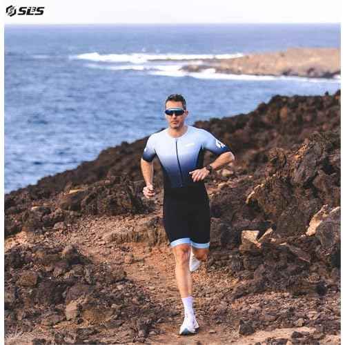 SLS3 Triathlon Suits Mens Elite Aero Tri Suit Men - Trisuit Triathlon - Full Zip, Aero Sleeves, Internal and Rear Pockets