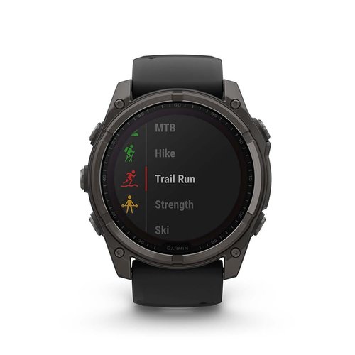 Garmin 010-02906-10 Fenix 8 47 mm, Solar Sapphire, Carbon Gray DLC Titanium with Black/Pebble Gray Bundle with Deco Essentials Charging Dock, 3X Silicone Dust Cover and 1.4 Inch Screen Protector